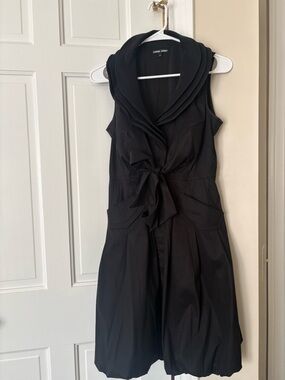 Samuel Dong Black Sleeveless Tie-Waist Dress